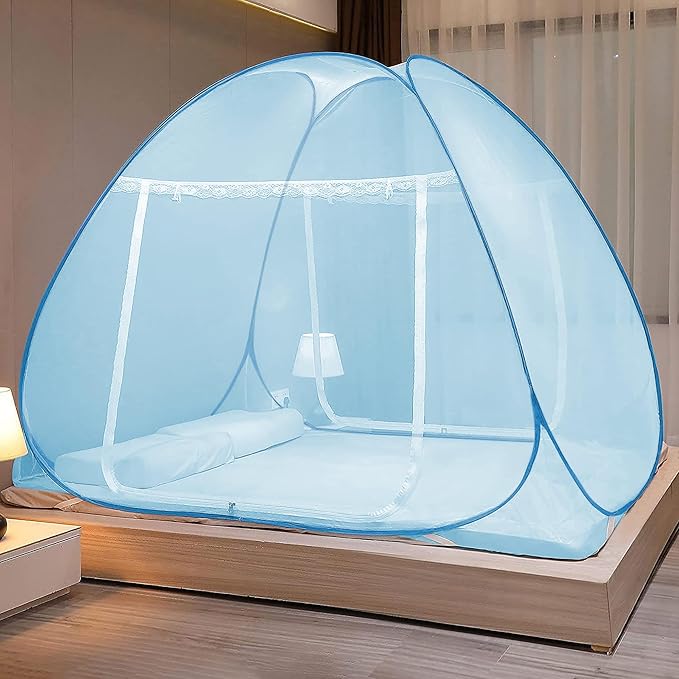 Classic Mosquito Net Polyester Adults Washable Foldable for Double & King Size Bed -(200*200*145 CM) Mosquito Net