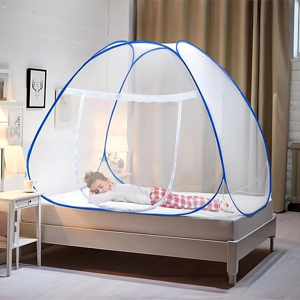Classic Mosquito Net Polyester Adults Washable Foldable for Double & King Size Bed -(200*200*145 CM) Mosquito Net