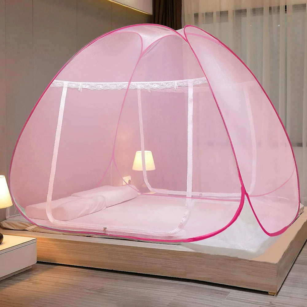Classic Mosquito Net Polyester Adults Washable Foldable for Double & King Size Bed -(200*200*145 CM) Mosquito Net